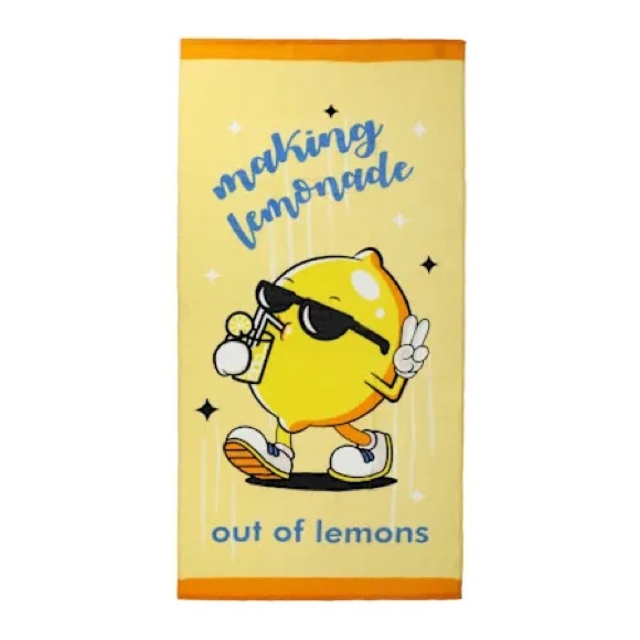 Other - Beach Towel Making Lemonade out of Lemons  Pattern Pool Bathroom Towel